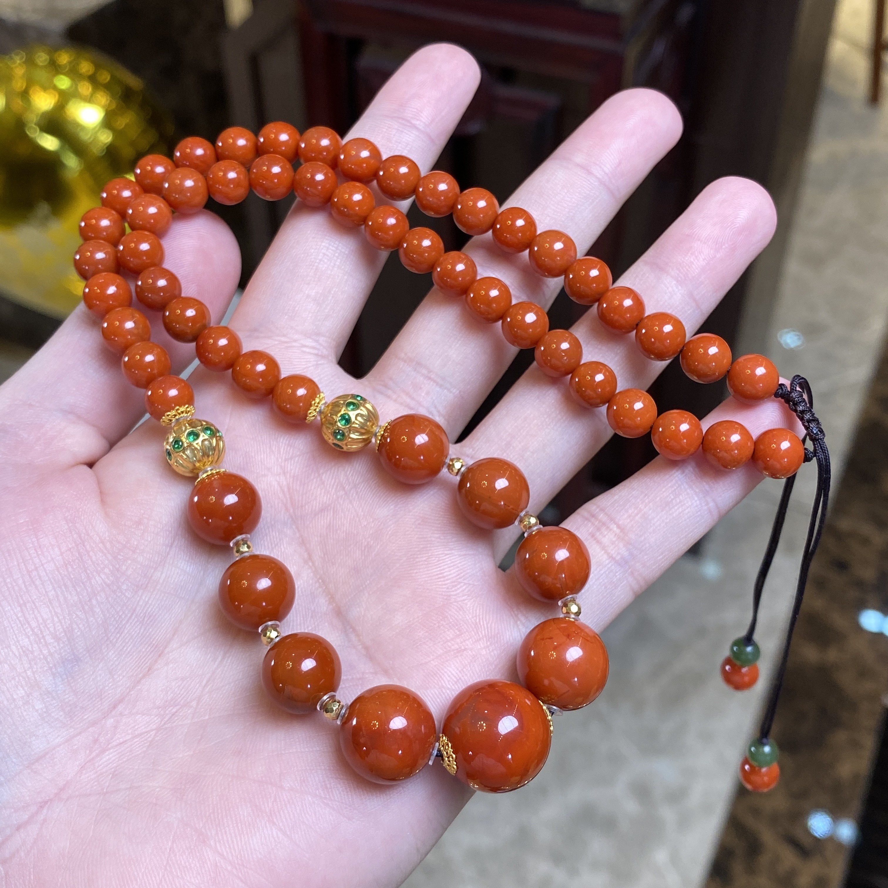 【熊总夫妇】南红18K金高阶气质项链-约7-15mm