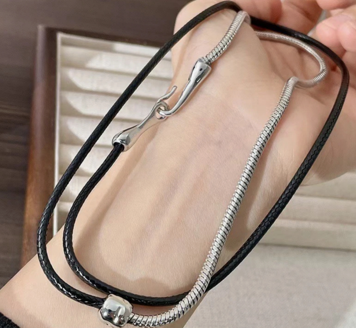 铜合金项链 拼接时尚小众创意设计感颈链