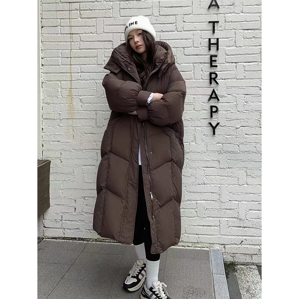 波司登极地联名联名2025冬季新款羽绒服女长款过膝韩版宽松加厚白