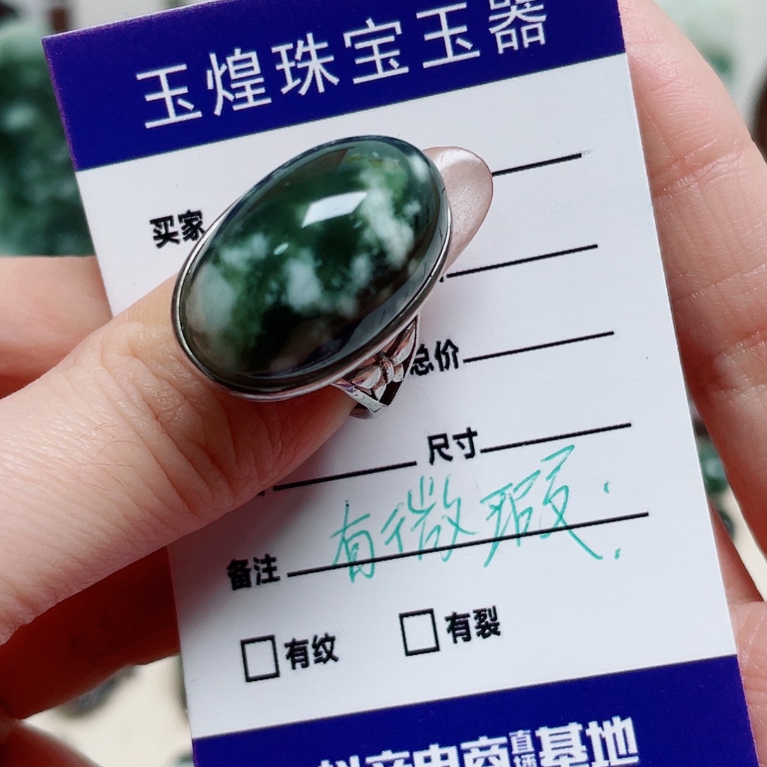 净****透闪石-蛇纹石玉银S925镶嵌戒指