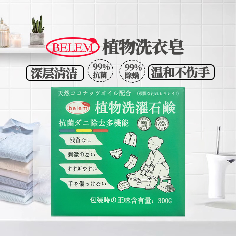 [拍二送一]Belem椰油植萃洗衣皂深层去污去渍300g家用