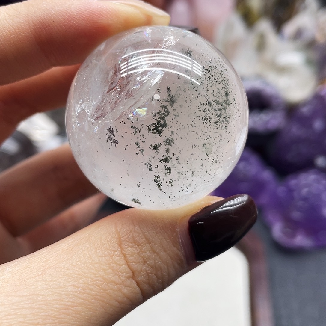 未镶嵌珠宝半成品水晶10幽灵球37mm