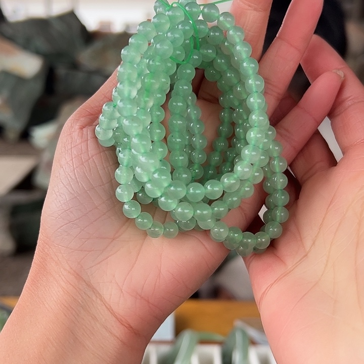 绿东陵冰晴水卡6手串福利无证书拍一发一