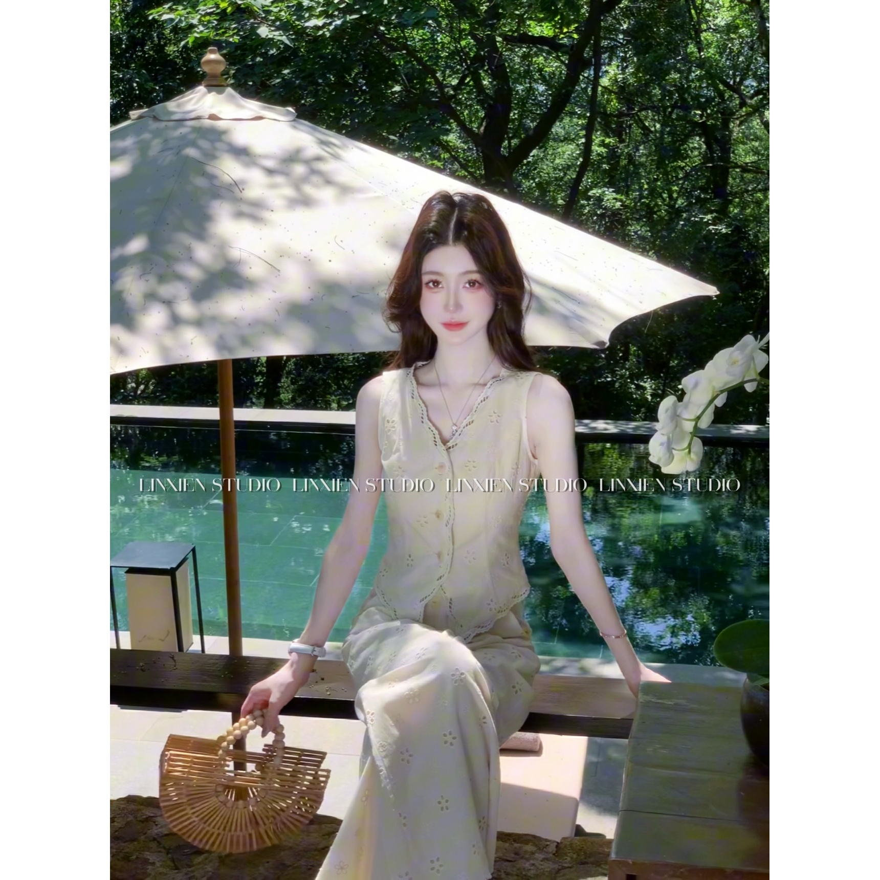 冉冉定制●【梦幻芭蕾】夏季时尚设计感镂空马甲裤子套装LNX5TZ2010