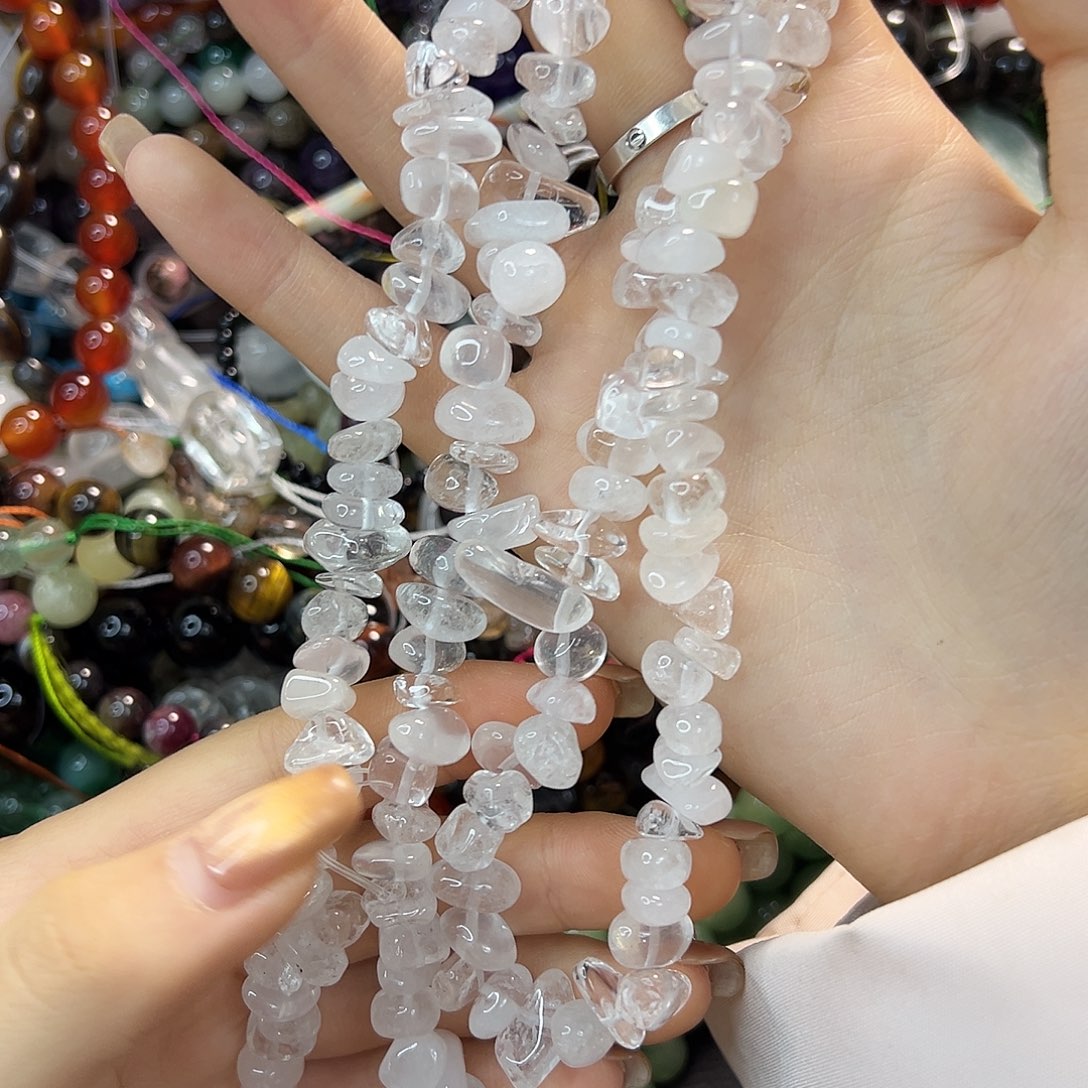 玛瑙/玉髓合金珠宝半成品白水晶碎石四圈