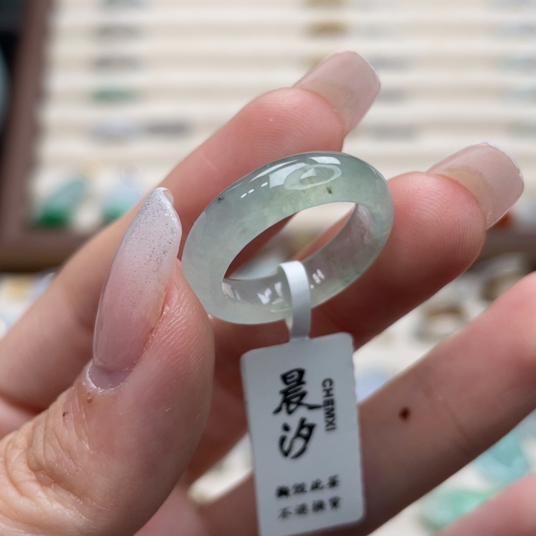 翡翠未镶嵌戒圈a13港圈12薄荷绿飘花