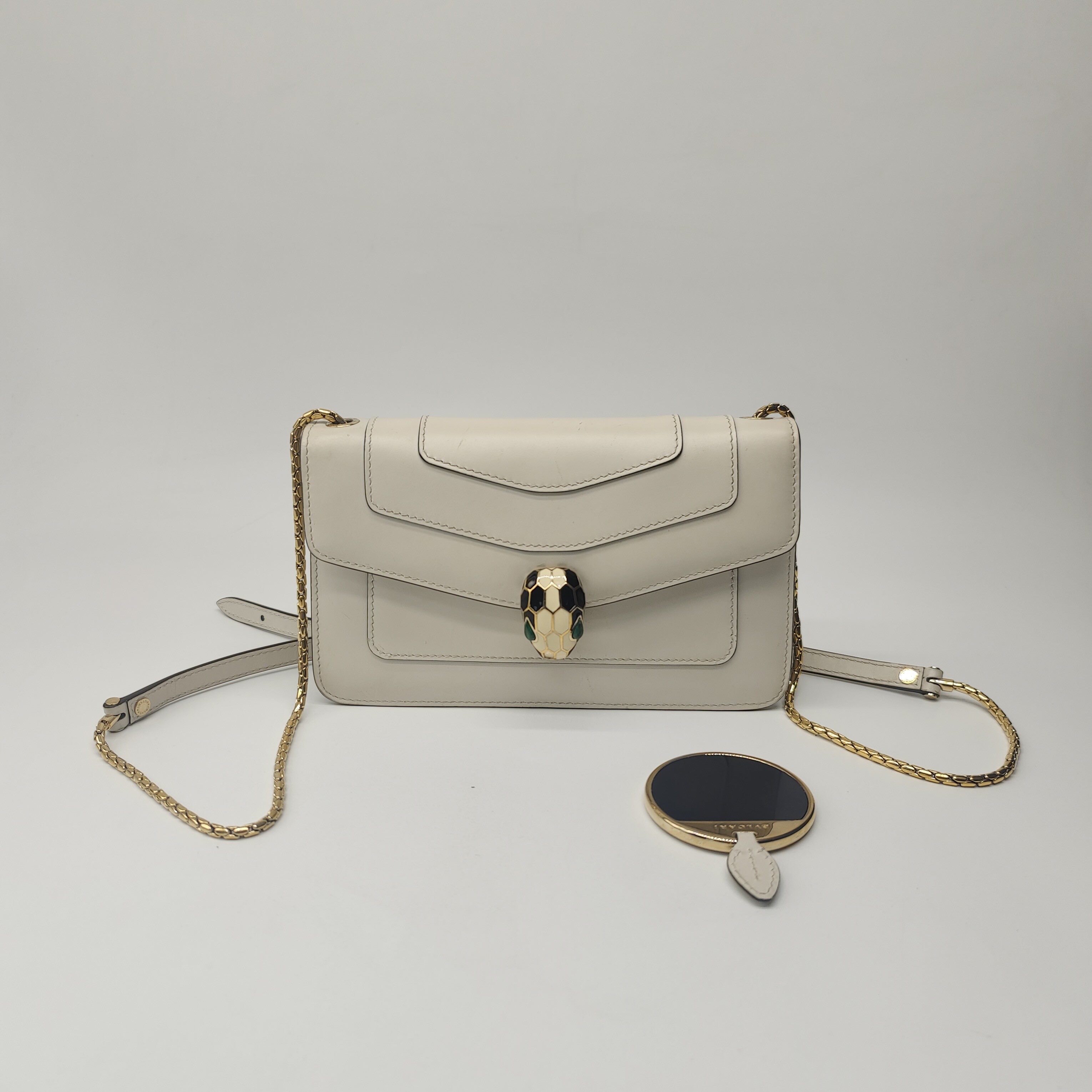 99新 BVLGARI/宝格丽 Serpenti Forever白色蛇头woc包 dx3733