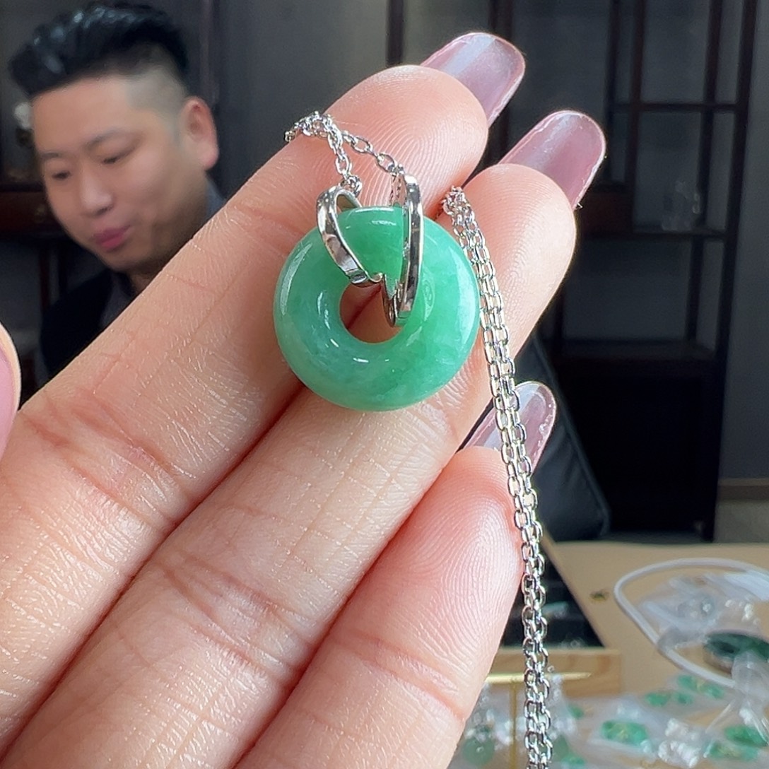 翡翠银S925镶嵌套链套链