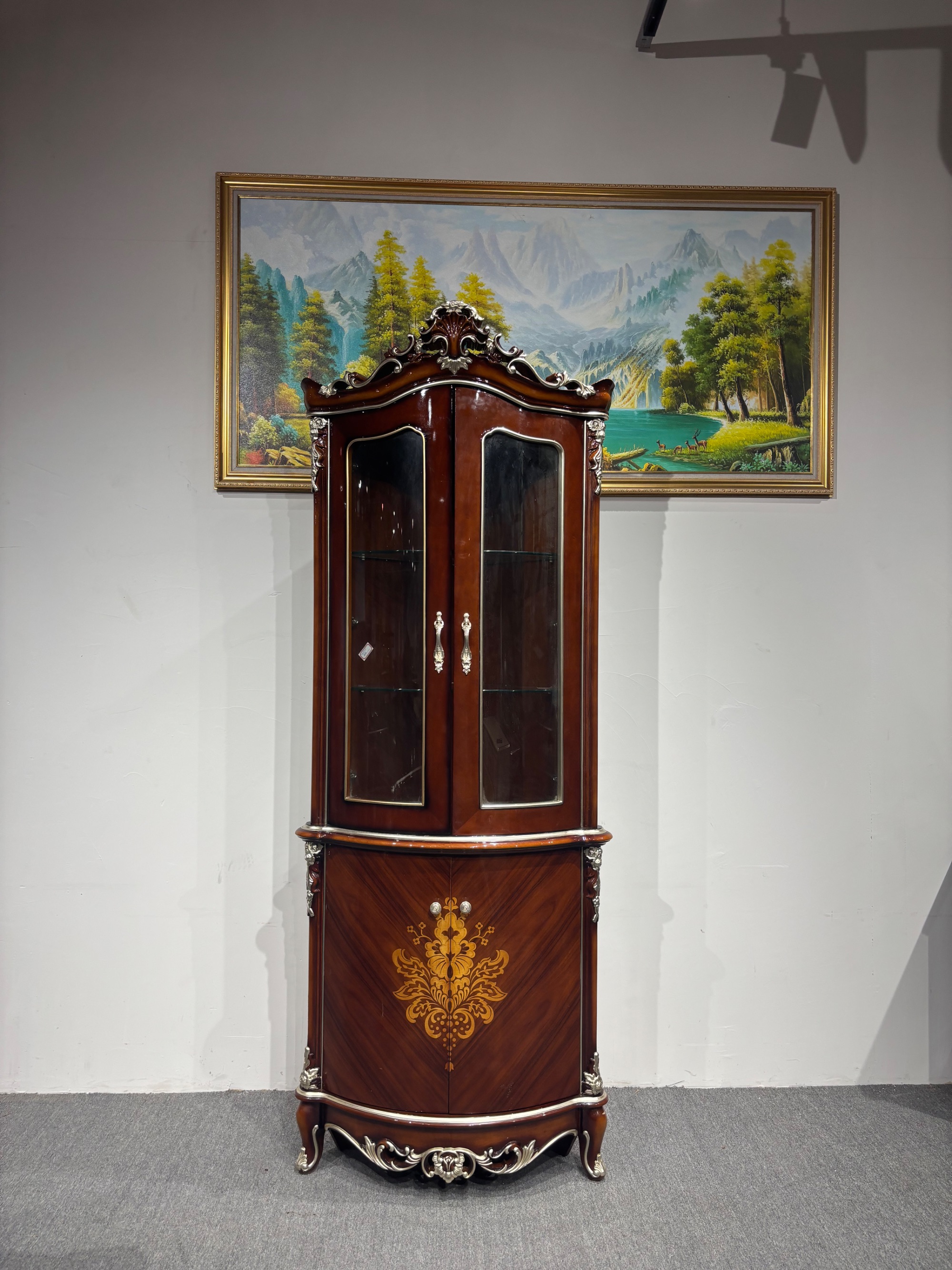 s03角柜800*570*2060（对角570*570）单门酒柜 复古家用雕花