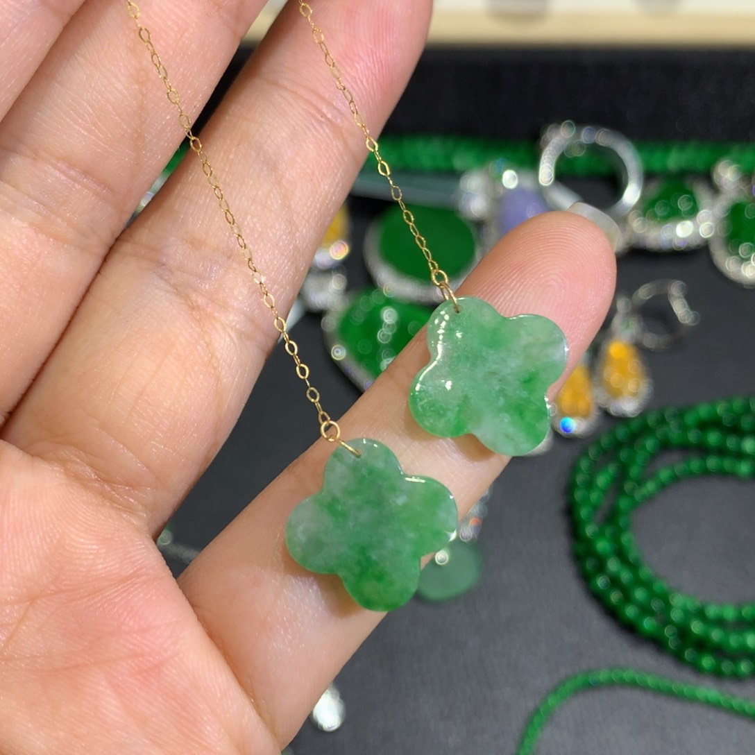 翡翠耳饰18K金镶嵌9、