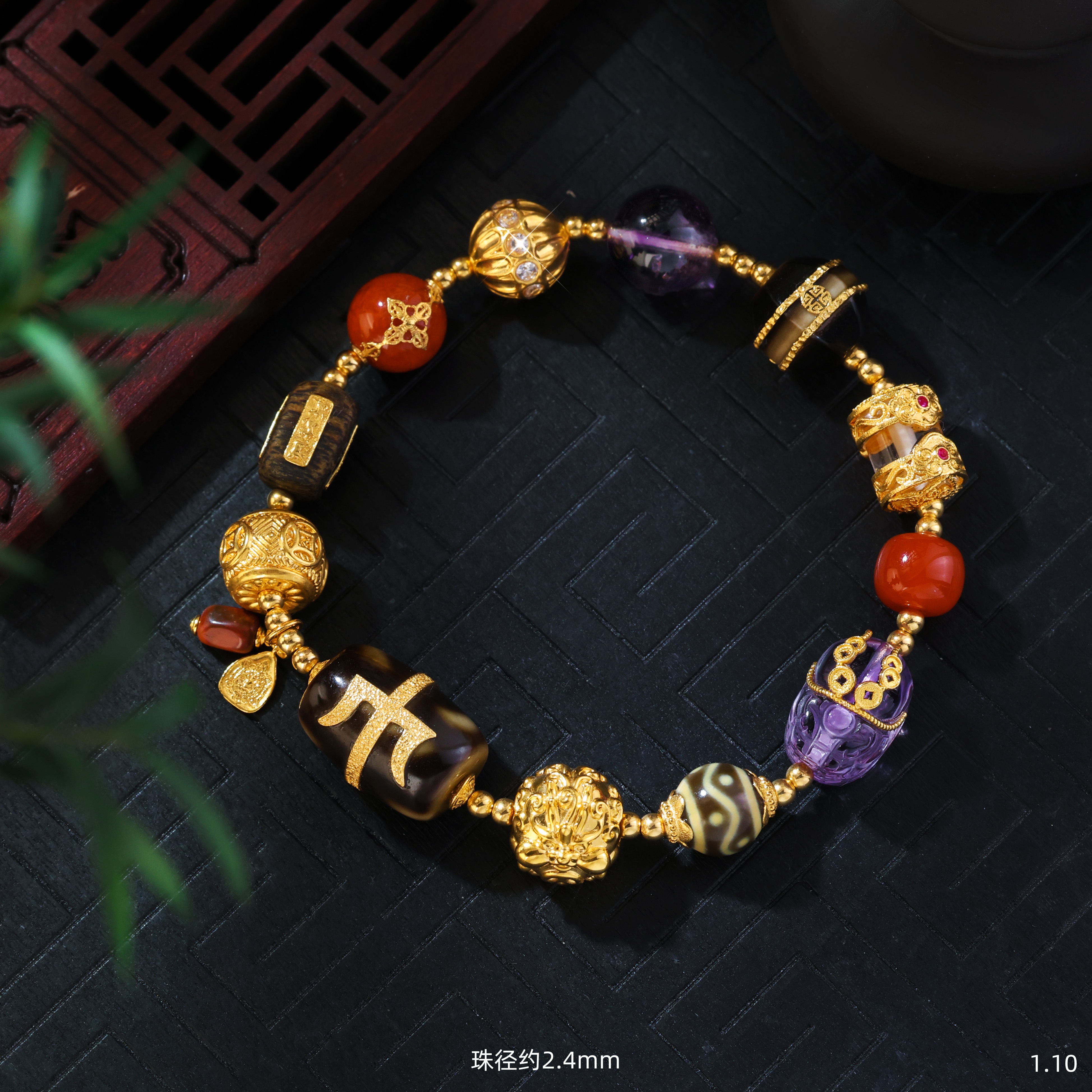 【金豆】永无债||18K金貔貅财源滚滚黑金无界十二生肖三合多宝手串D