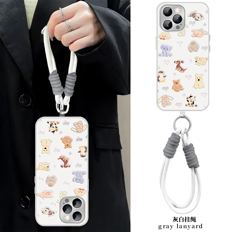 【苹果/华为/荣耀/OPPO/vivo/小米】蝴蝶结玩偶液态AG磨砂手机壳