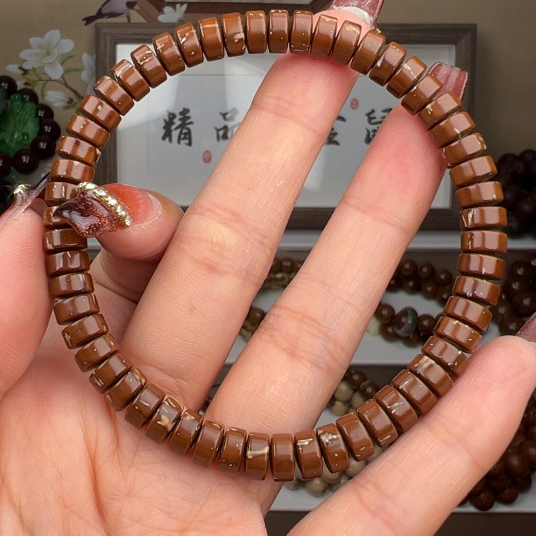 紫金鼠手串卡7*3.5实心小花皮药片