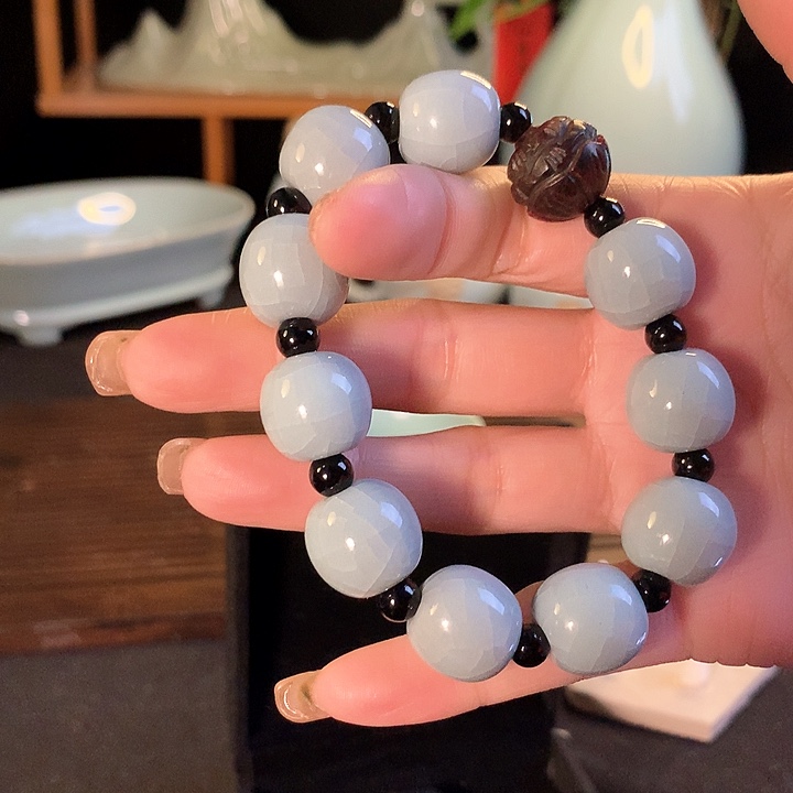 杯原矿汝瓷手串带礼盒