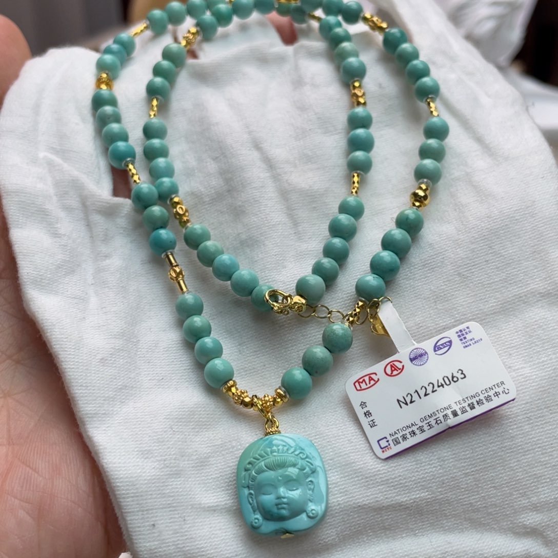 绿松石颈饰银S925镶嵌