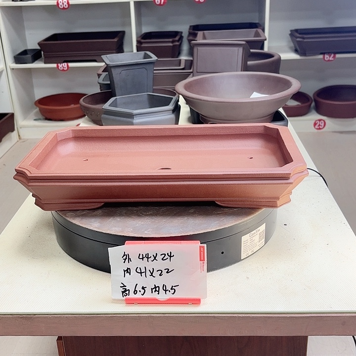 紫砂花盆浅切角小