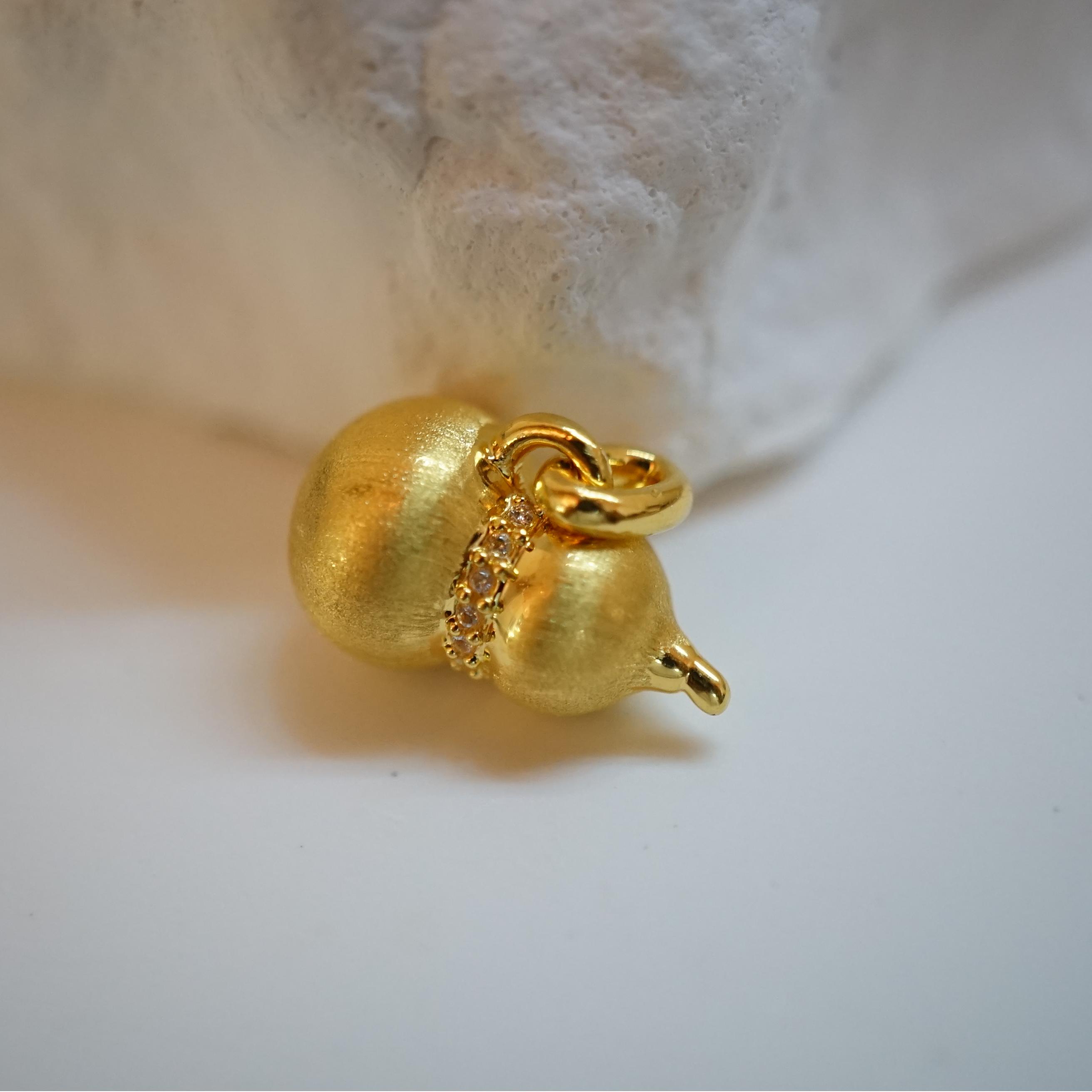 【先检后发】SY18k金腰缠万贯镶钻拉丝葫芦吊坠