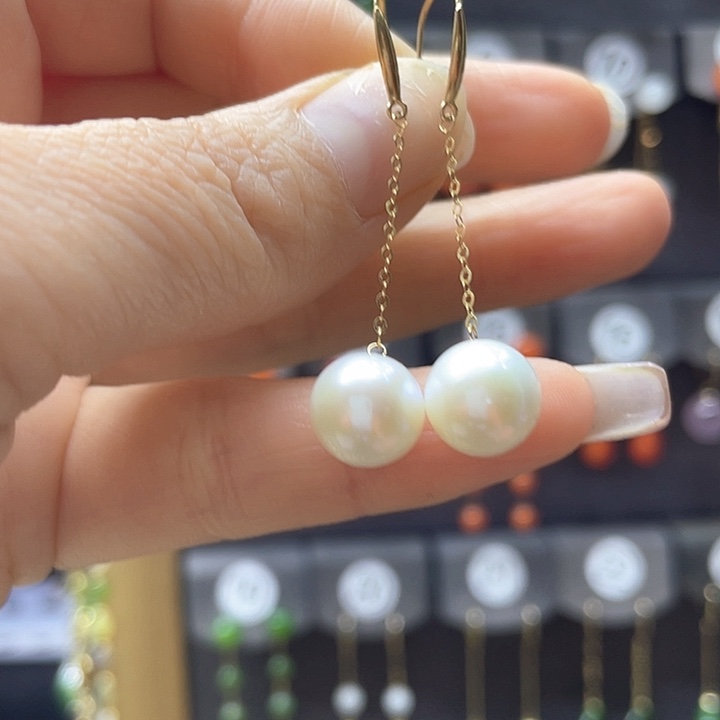 18K金镶嵌淡水珍珠耳饰耳饰