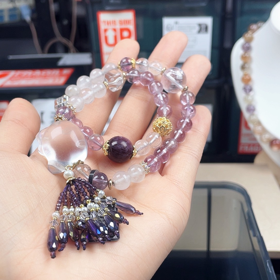 烟晶银S925镶嵌手链