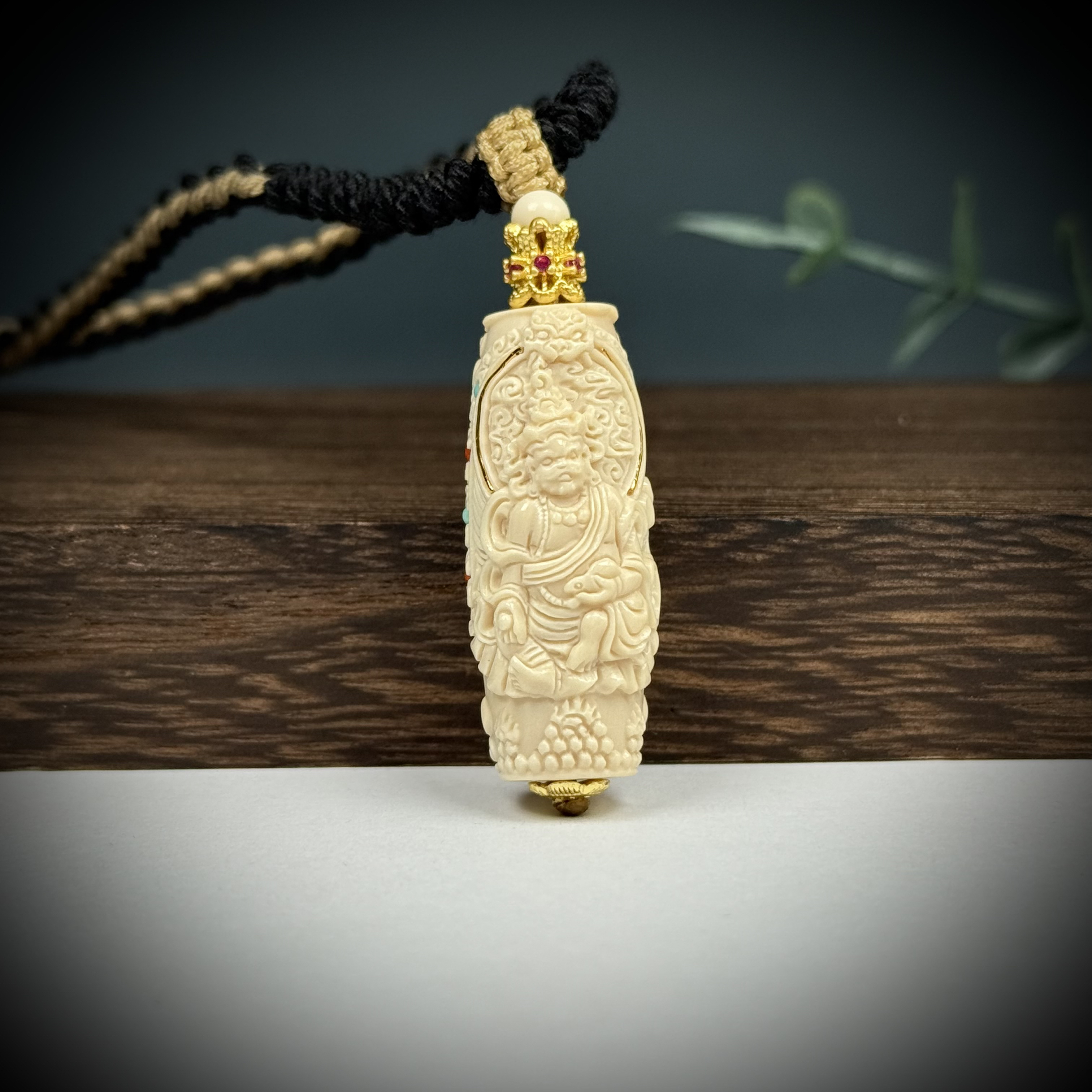 H78-31天然猛犸 雕刻黄财神约13×33mm支持鉴定假一罚十