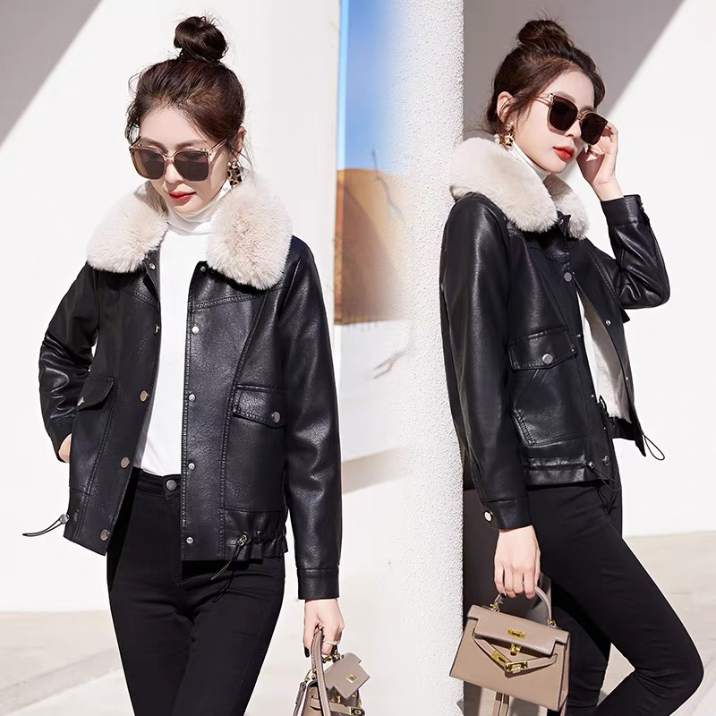 (直播扣号备注编码慎拍）加绒皮衣女短款新款加厚夹克外套冬季爆款