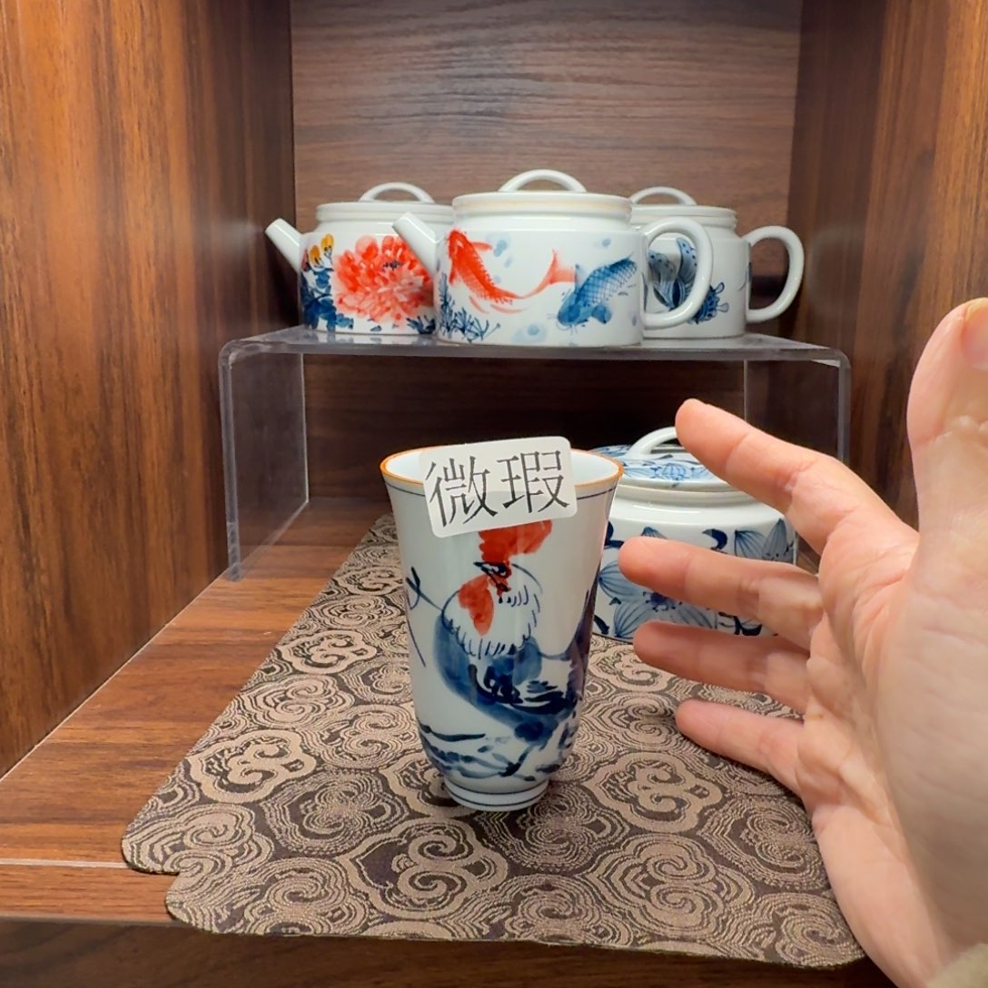 釉下手绘茶具微瑕