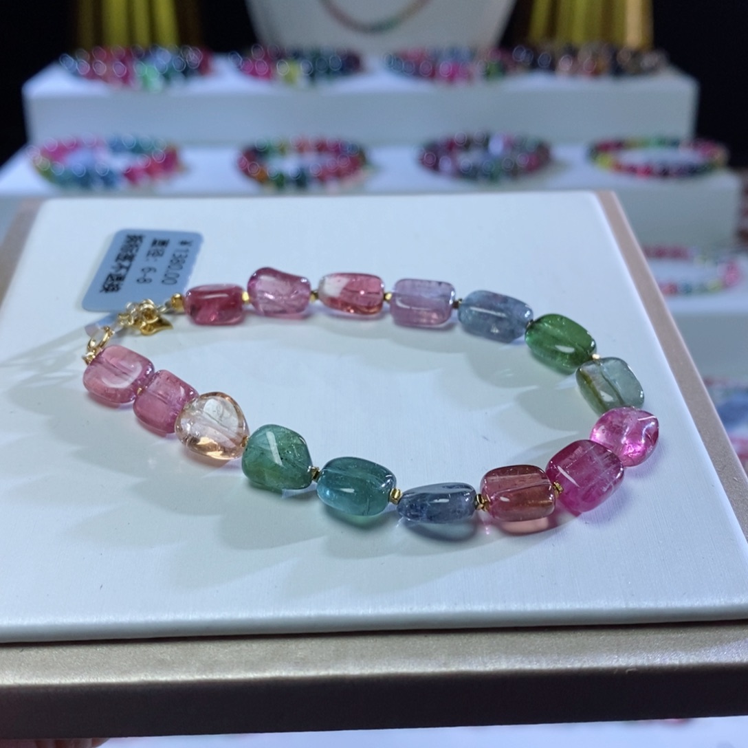 碧玺手链未镶嵌糖豆