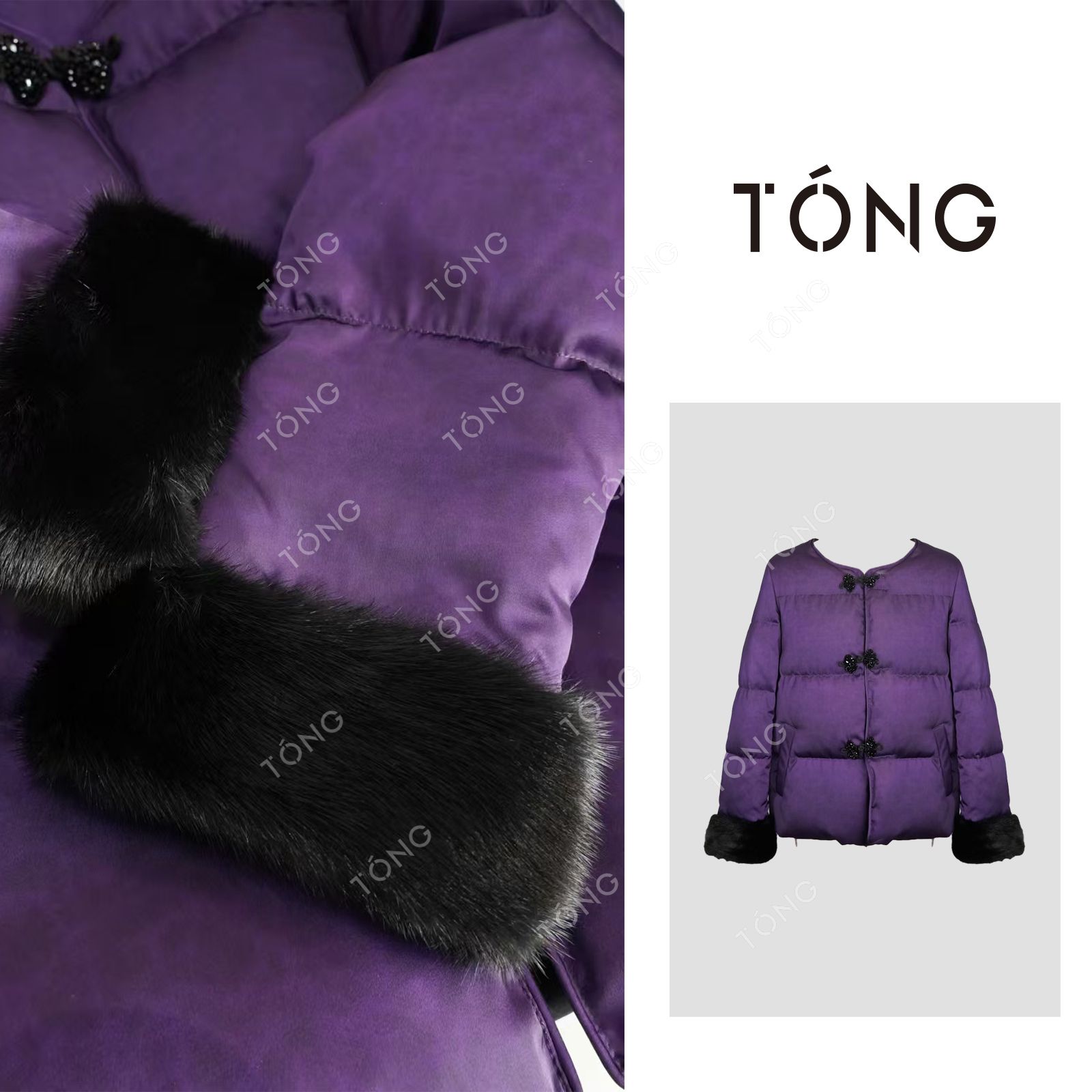 【紫定爆】25年冬季新国标90白鹅绒拼接水貂百搭羽绒服 YW341