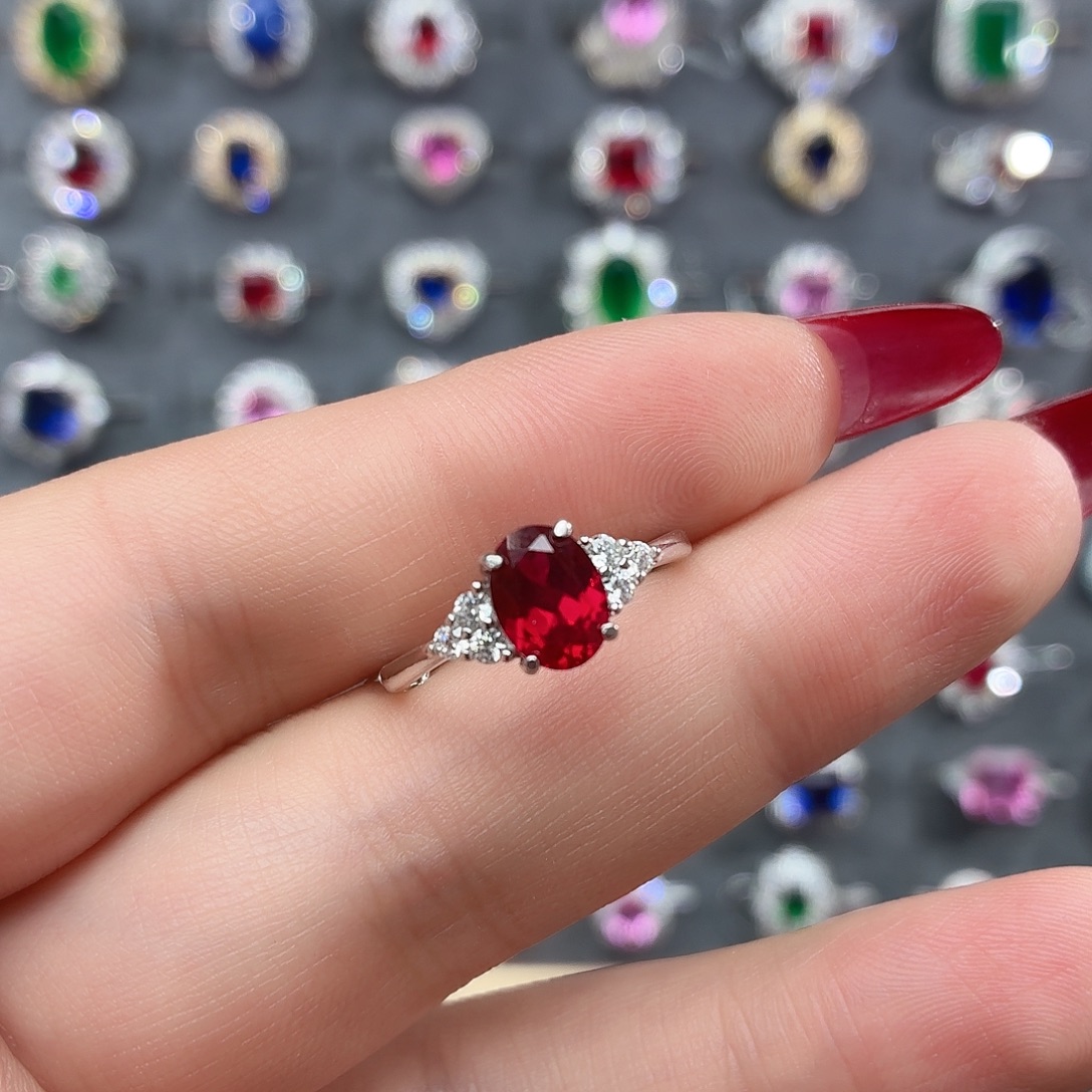 925银培育鸽血红色宝石