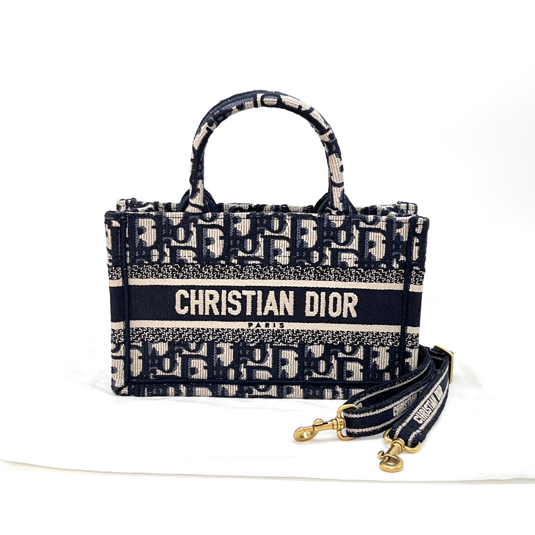 99新 DIOR/迪奥 蓝色帆布提花刺绣手提单肩包73261