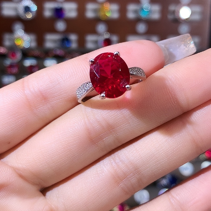 925银鸽血红戒指白