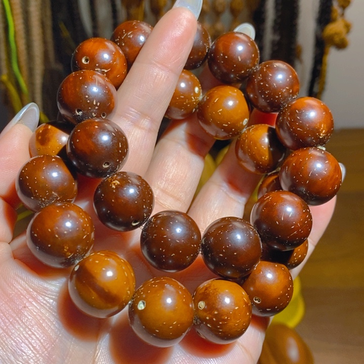 野生紫金鼠光珠手串