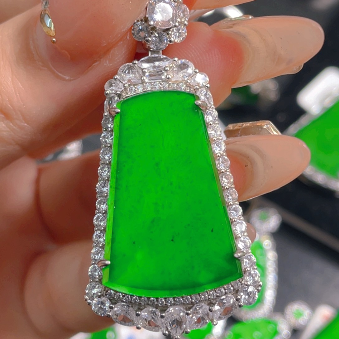 翡翠银S925镶嵌吊坠(不含链)