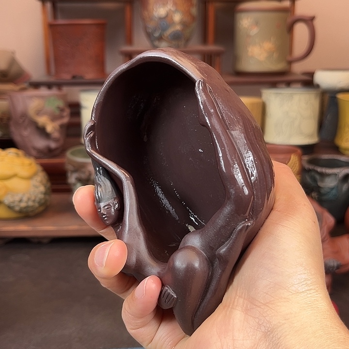 紫砂茶杯宜兴原矿紫砂杯