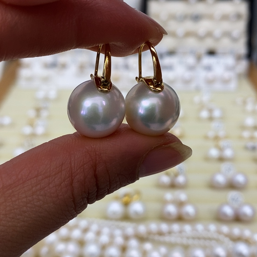 淡水珍珠耳饰18K金镶嵌