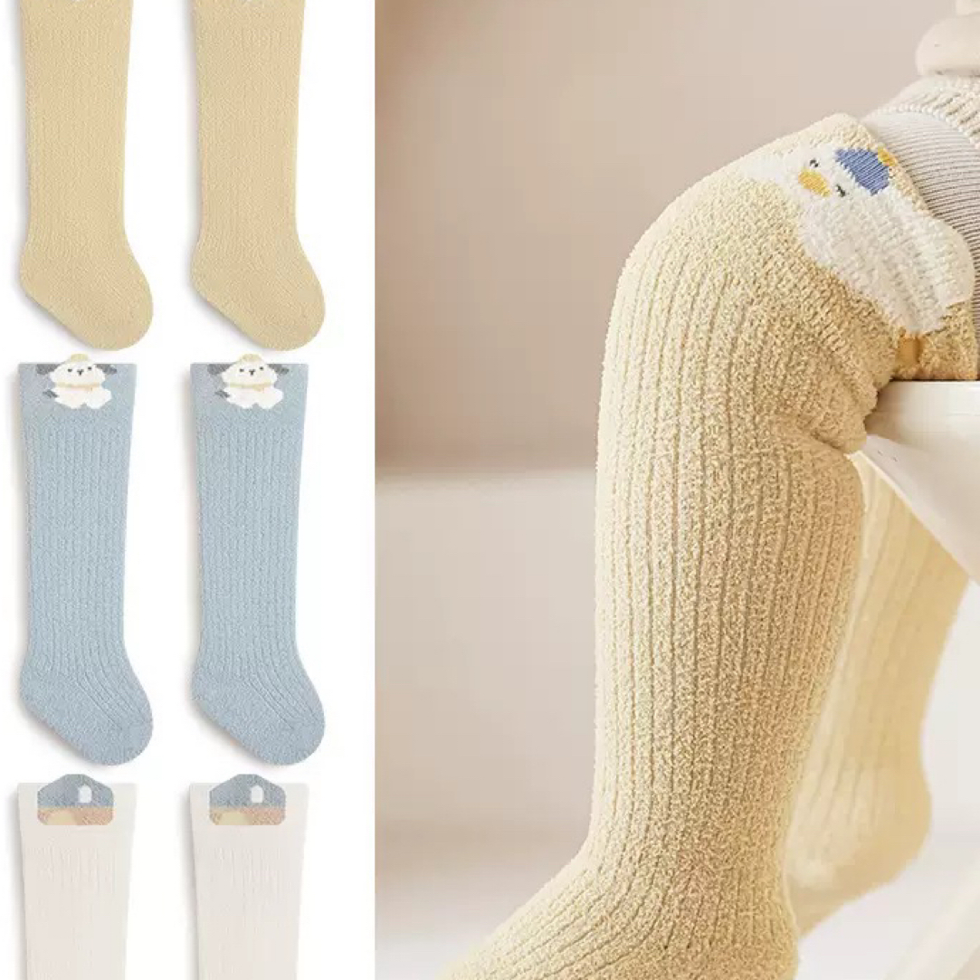 新生儿袜子秋冬加绒加厚保暖卡通无骨宝宝袜初生婴幼儿冬天高筒袜