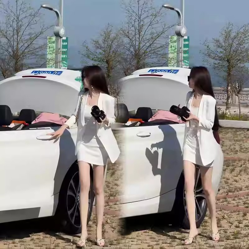 气质名媛2025时尚春季新款套装纯色西装外套修身显瘦连衣裙套装潮
