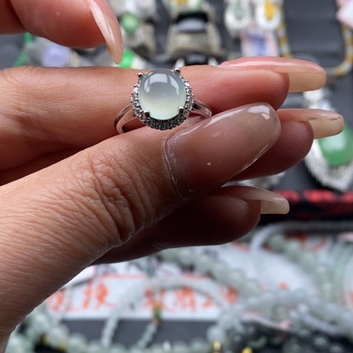 翡翠吊坠(不含链)银S925镶嵌戒指