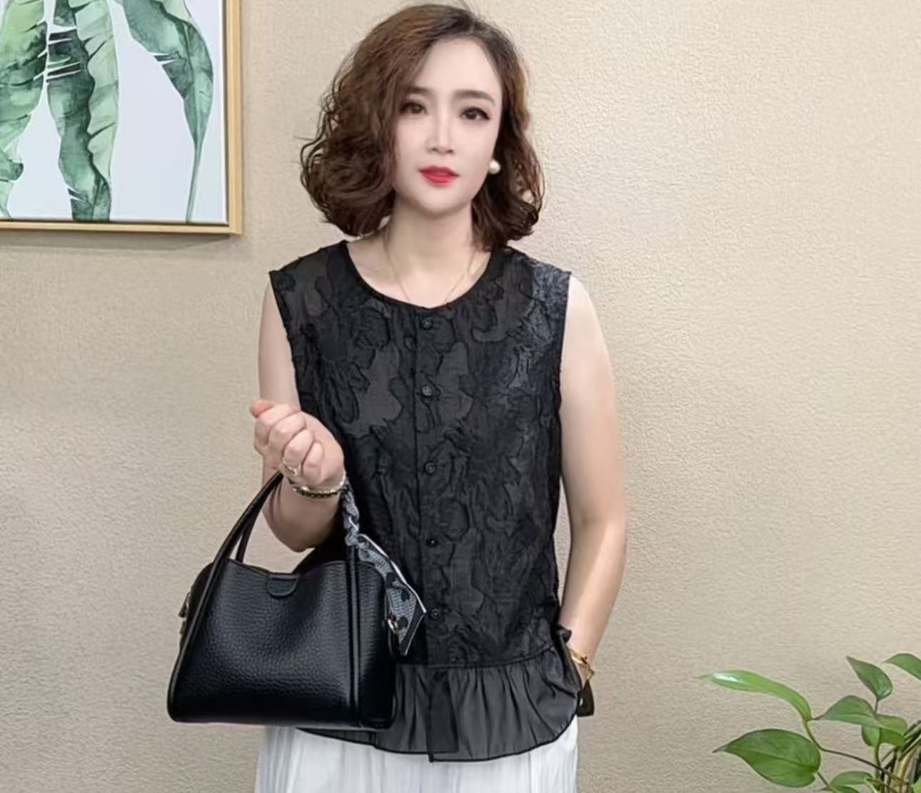 2025夏季新款时尚洋气百搭减龄显瘦圆领短袖T恤上衣#8589