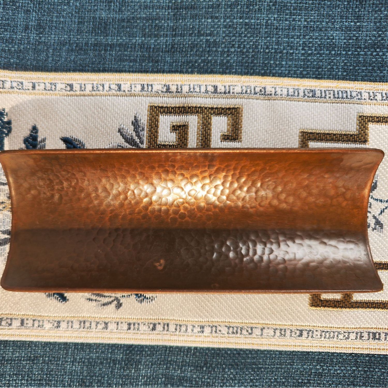 春喜铜【送货上门】T2紫铜手工捶打着色茶则大漆云妃15.7cm*5.7cm
