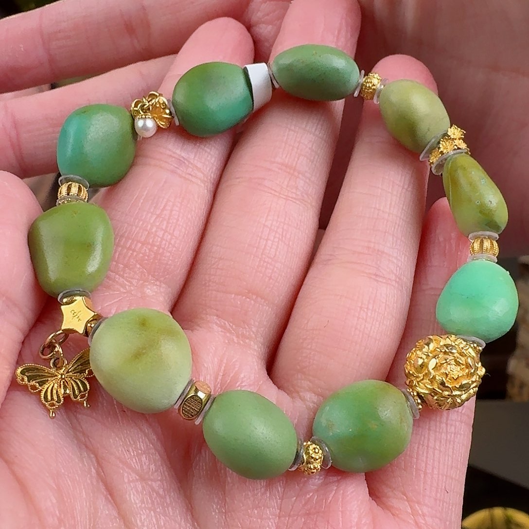 绿松石珠宝奇石18K金镶嵌