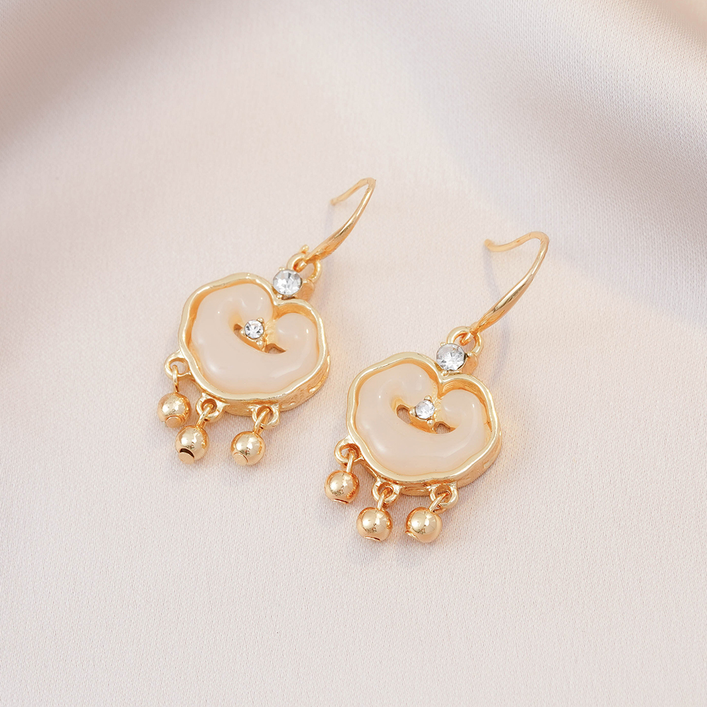 铜合金耳饰 2024新款轻奢时尚百搭复古古风平安锁耳环耳饰N1988