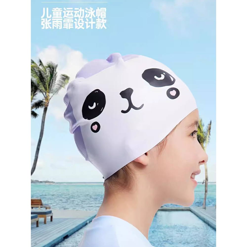 安踏儿童泳帽硅胶泳帽女童长发不勒头加大防水高颜值游泳帽
