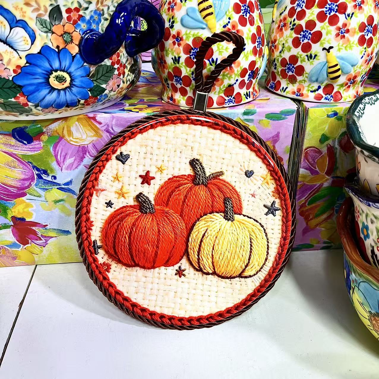 新品陶瓷隔热垫防烫垫-南瓜