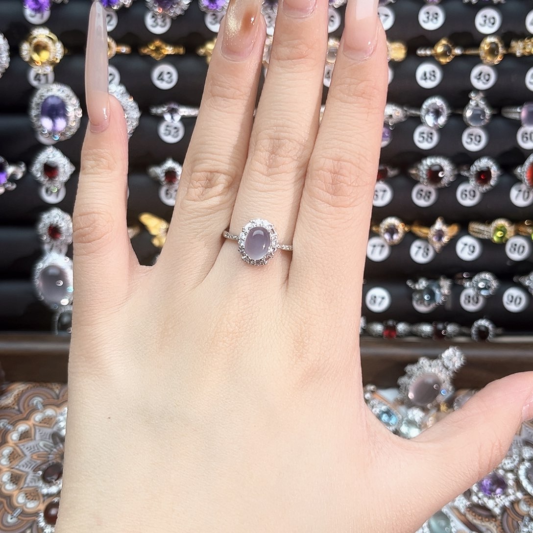 银S925镶嵌戒指烟晶