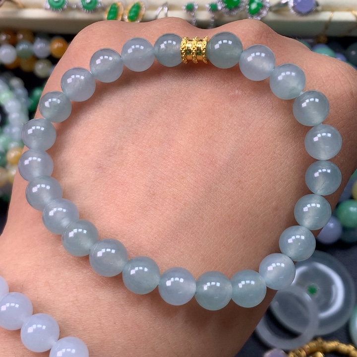 永***恒翡翠足金镶嵌手链卡7.5