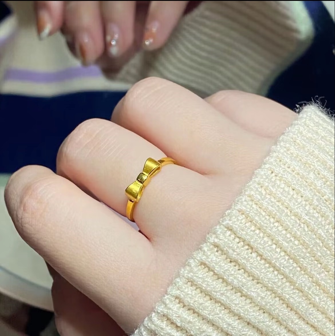 足金999 5D素蝴蝶结戒 黄金轻奢气质款