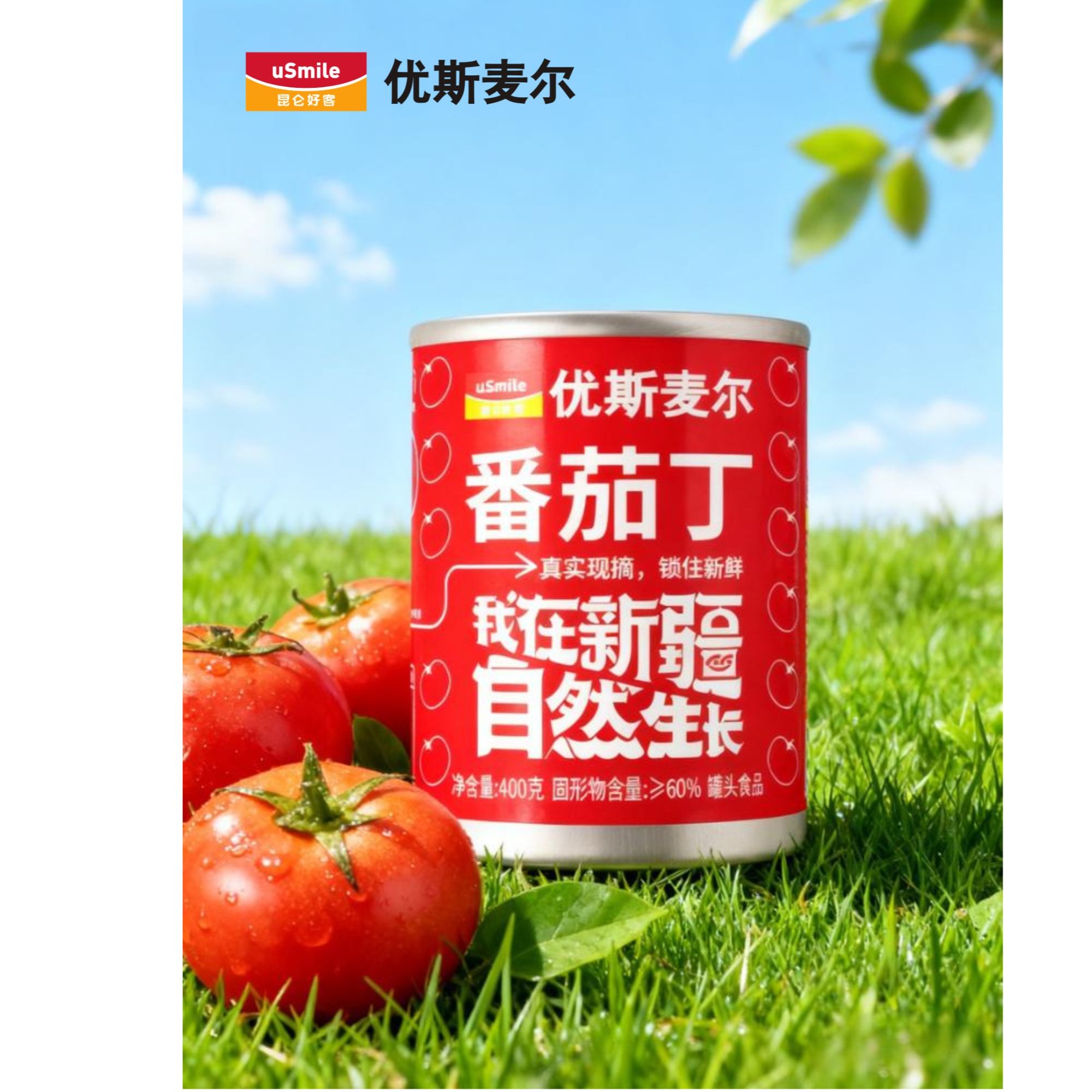 [石油甄选] 优斯麦尔 番茄丁番茄块酸甜不腻与同行 400g*12罐
