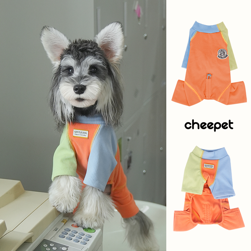 cheepet/趣派宠物秋冬德绒保暖四腿打底衫拼接两腿撞色小狗狗外套