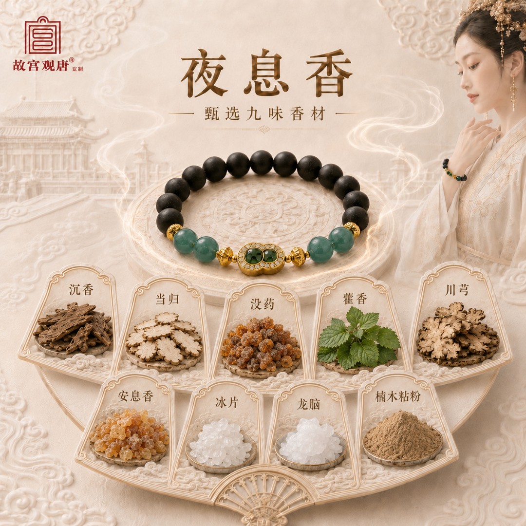 官方正品-故宫观唐[永乐窖藏夜息香]单圈合香珠宫廷御制正统古方